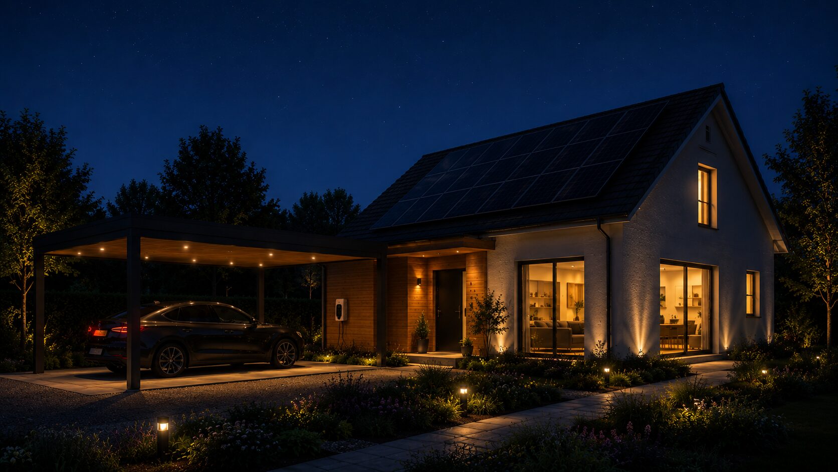 Maison avec panneaux solaires
